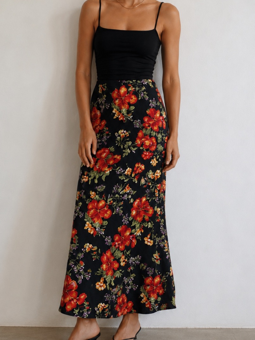 VTG 90s Jones New York 100% Silk Floral Midi Ankle Slip Skirt Size 6 Romantic